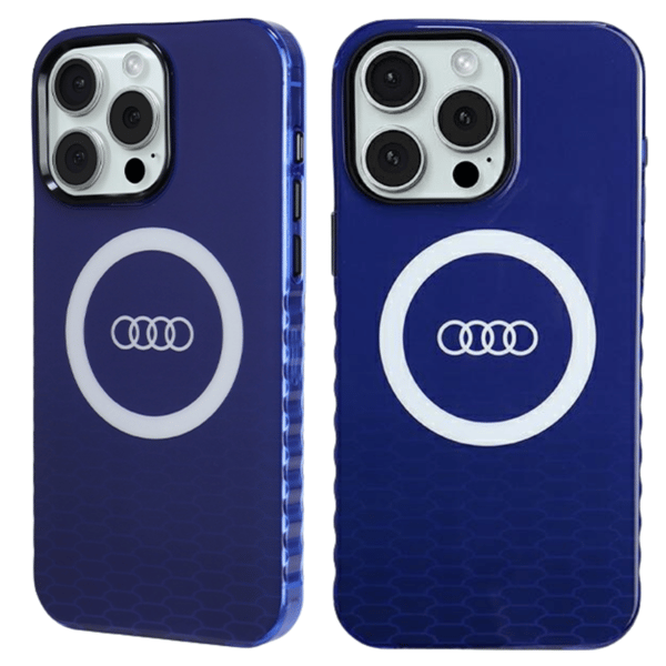 Audi IML MagSafe-etui med stort logo til iPhone 14 Pro Max, blå