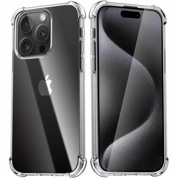 Etui til iPhone 15 Pro Max STØDBAR CLEAR Etui PLECKI + 9H Glas