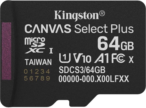 Kingston Canvas Select Plus microSDXC-minneskort 64 GB UHS-I U1 V10 (SDCS3/64 GB SP)