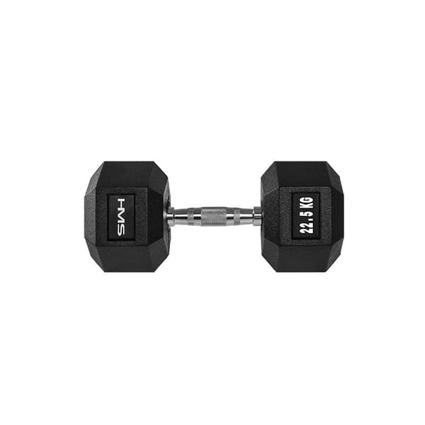 Gummibelagd hantel 22,5 kg HEX PRO HMS