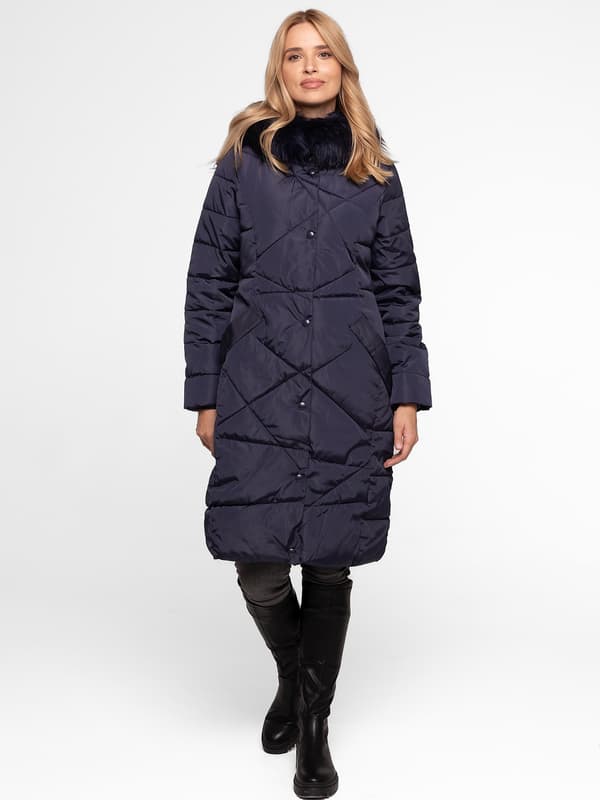 LÅNG VINTERKAPA DAM MED Ovanlig QUILTNING