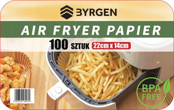 100x Pappersfack för airfryer, 22x14 cm