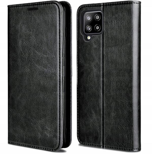 SMART MAGNETISK ETUI til SAMSUNG GALAXY A12 M12 SORT BOG+GLAS
