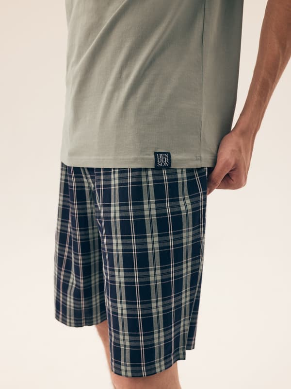 Dexter Henderson herrpyjamas | Ljusgrön, Marinblå M