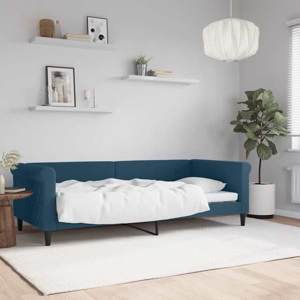 vidaXL Dagbädd blå 90x200 cm klädd i sammet