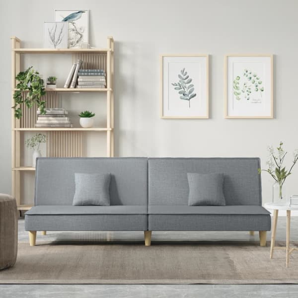 vidaXL Bäddsoffa, ljusgrå, klädd i tyg