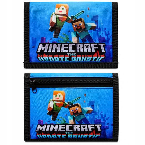 Minecraft barnplånbok med kardborreband, vikbart, rymligt material