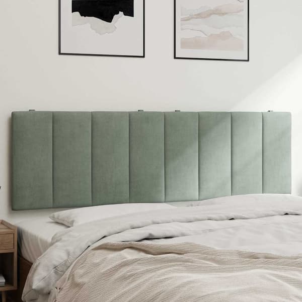 vidaXL Sängynpäädyn tyyny vaaleanharmaa 160 cm sametti