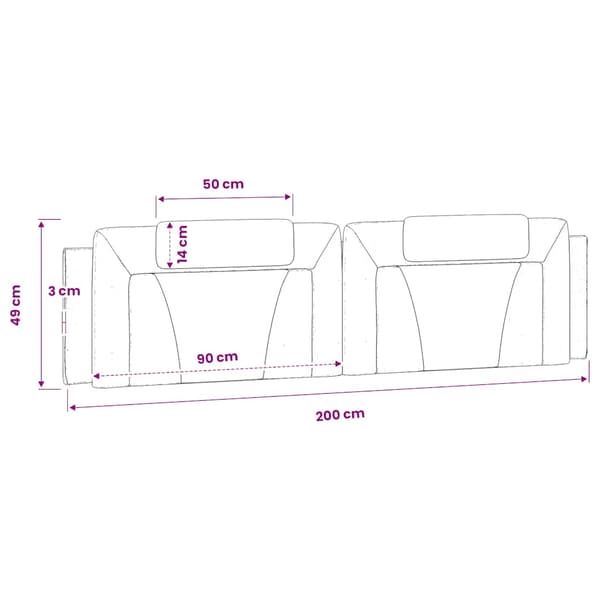 vidaXL hovedgærdehynde, grå, 200 cm, kunstlæder