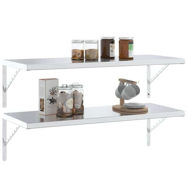 vidaXL Hyllkonsoler 4 st 40x2,5x25 cm silver stål