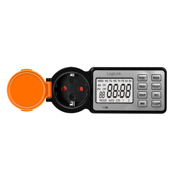 Programmør Ekstern timer LogiLink IP44 LCD 3600 W CEE 7/3 12 programmer