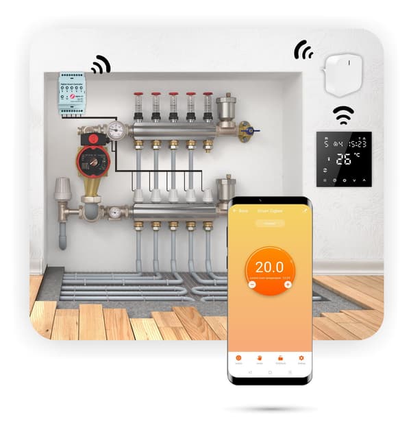 Zigbee-huonetermostaatti TUYA 3A musta PRO2
