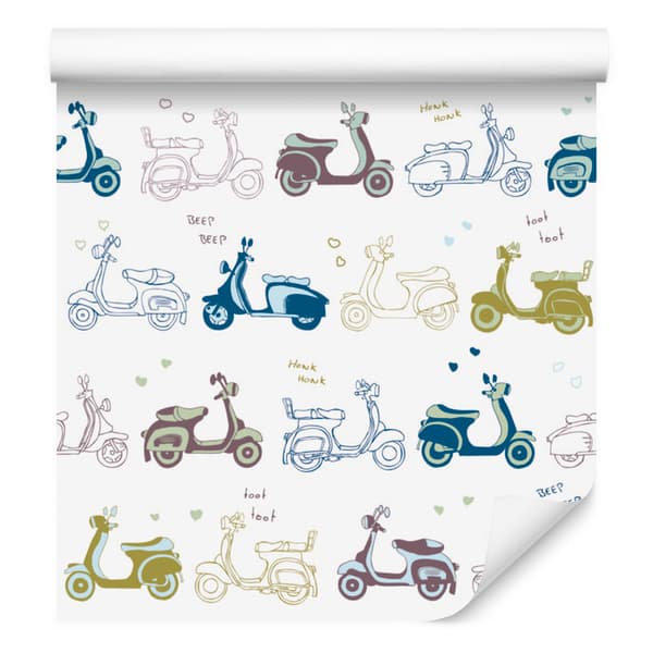 Retro Scooter-tapet för vardagsrum och sovrum 50x1000 cm