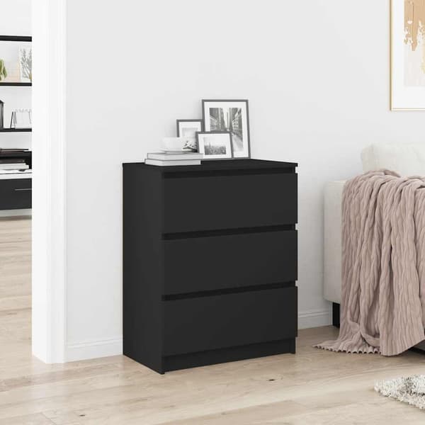 vidaXL skab, sort, 60x35x76 cm, træbaseret materiale