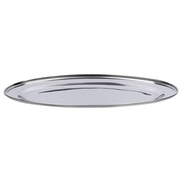 Oval stål bakke til servering 39x26 cm
