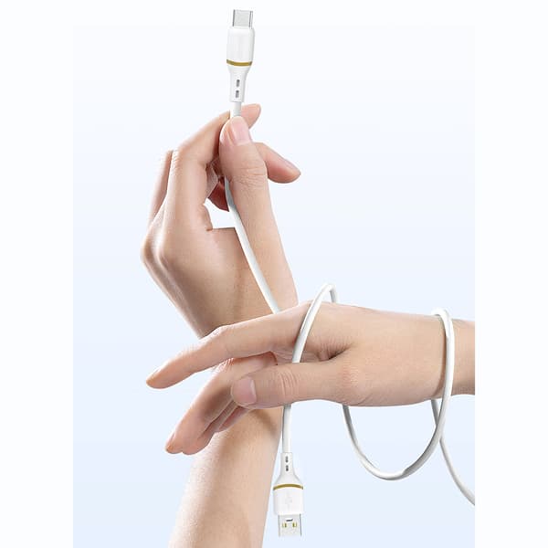 Silikonkabel USB-A - USB-C 5A 1m - vit