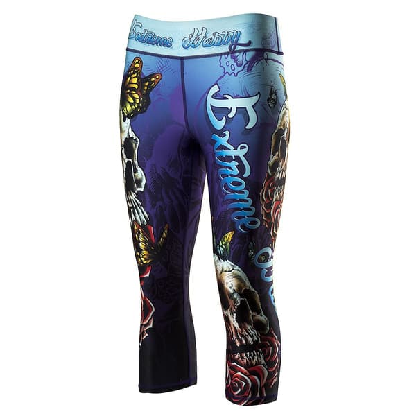 Damsportleggings SKULL 2 3/4 S BLÅ