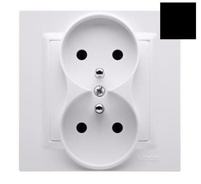 Dobbelt stikkontakt med jordforbindelse, monoblok, 16A, 250V~, skrueterminaler