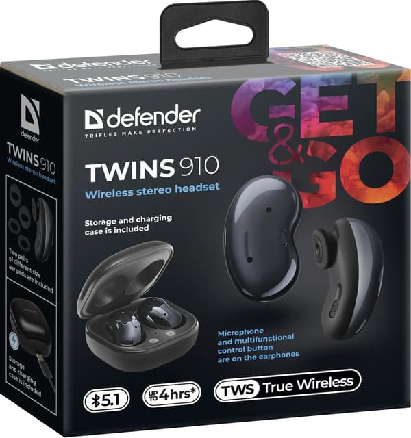 Defender Twins 910 Sorte Hovedtelefoner