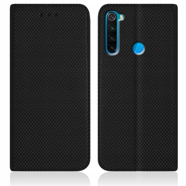 Etui til XIAOMI REDMI NOTE 8T SMART MAGNET BOOKETUIL SORT + GLAS