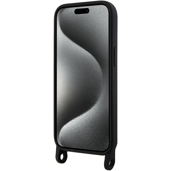 Karl Lagerfeld Crossbody Silikone Ikonik Etui til iPhone 15, Sort