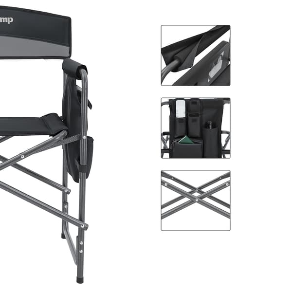 KING CAMP foldbar campingstol med armlæn ASH B10 - sort og grå