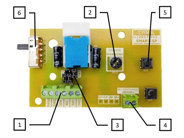 Uniphone Intercom-telefon CYFRAL SMART 5P 4, 5, 6-tråds analog