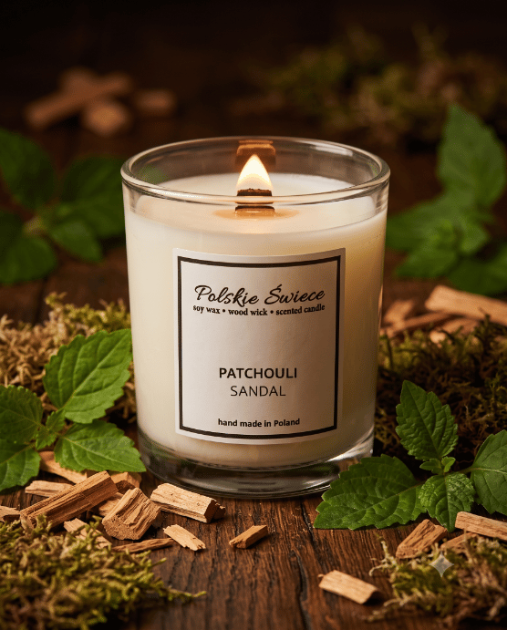 Sojalys med trævæge + PATCHOULI SANDAL