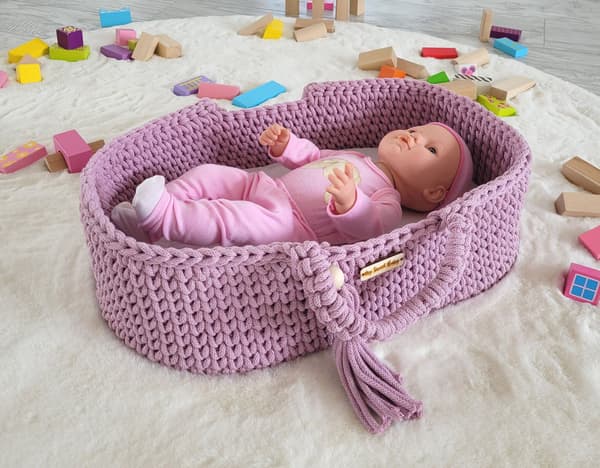 Moses Basket BOHO Bomullsdockbärare - Lavendel
