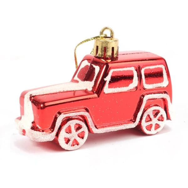 Julkulor med bilar - Plast, Röda, 8 cm - Set om 3