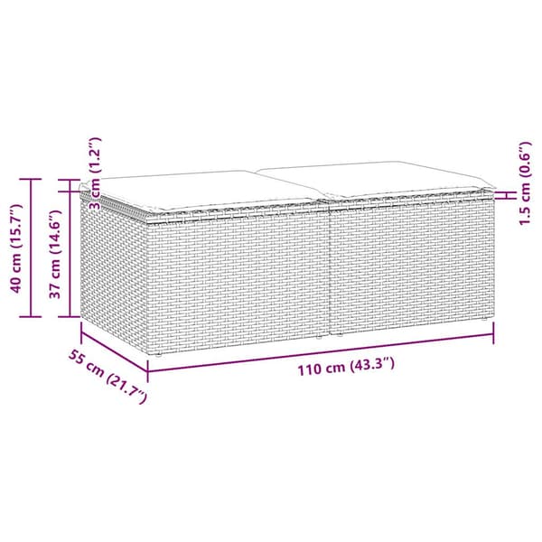 vidaXL 2-delt sofasæt med hynder, sort, polyrattan og akacie