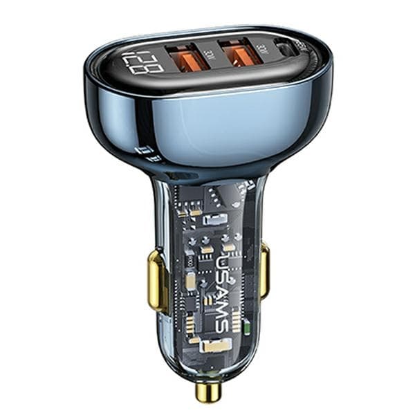 USAMS Lad. Alone. 2xUSB+1xUSB-C 125WPikalataus läpinäkyvä sininen CC158CC02 (US-CC158)