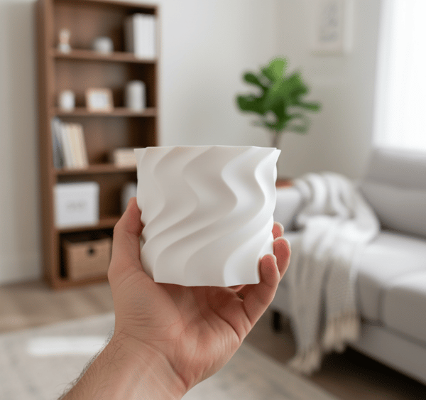 Dekorativ vit spiralblomkruka för växter, modern design