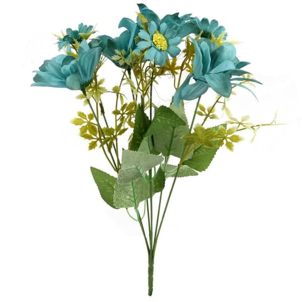 Bukett med 7 prästkragar, 36 cm, blå