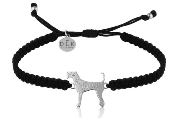 Sølv Airedale Terrier makrame armbånd