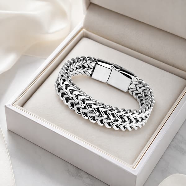 SØLV Herre Diamantarmbånd TYK Fuld Elegant Til Mænd