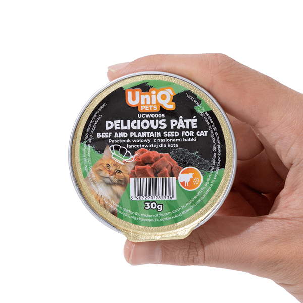 Vådfoder til katte Oksepaté med kage Lækker paté UniQ Pets 8x30g