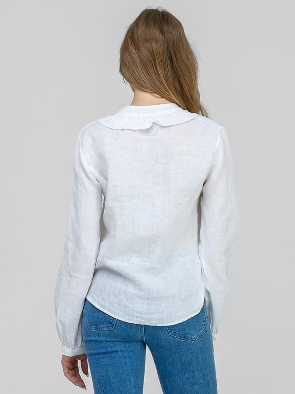 DAMEBLUSE I HØR MED LANGE ÆRMER OG FRILLER