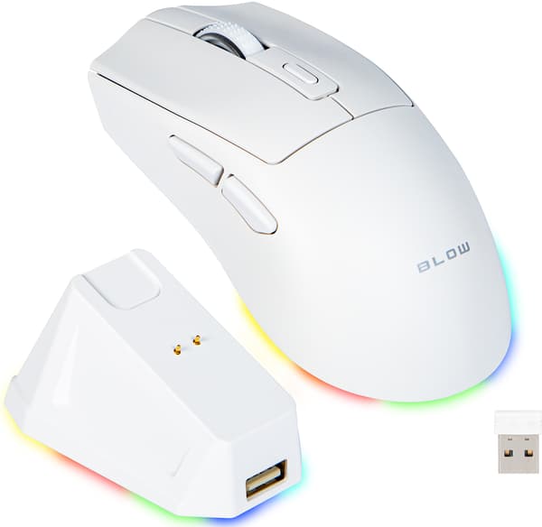 Blow Adrenaline Omega trådlös/Bluetooth/USB vit mus