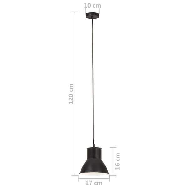 vidaXL pendellampe, 25 W, sort, rund, 17 cm, E27