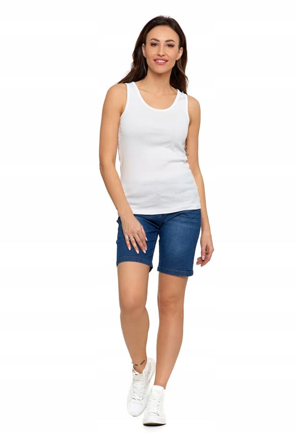 Dame bomulds tanktop med stropper Classic moraj S hvid