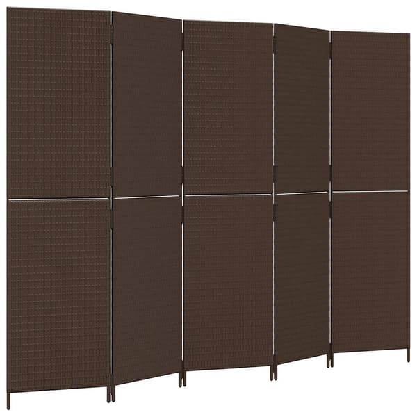 vidaXL 5-panels brun polyrattanskærm