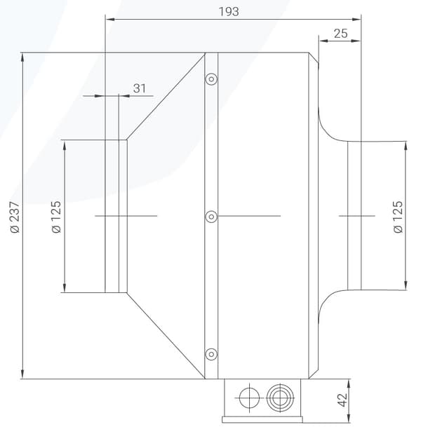 FKM 125 kanalventilator, pulverlakeret sort
