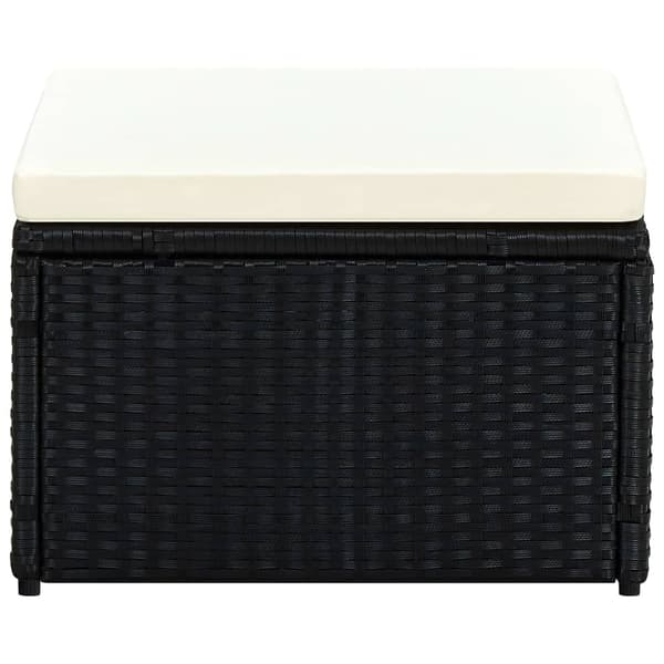 vidaXL puf 53 x 53 x 30 cm, polyrattan, sort