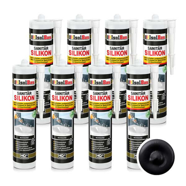 IsolBau Sanitær Silikone Sort Sanitær Silikone 8 x 300ml