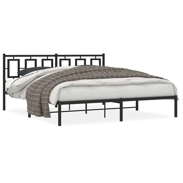 vidaXL metalsengestel med hovedgærde sort 183x213 cm