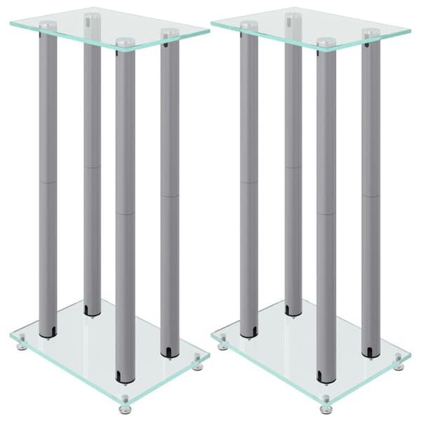 vidaXL Högtalarstativ, 2 st, Silver, Härdat Glas, 4 Stolpar