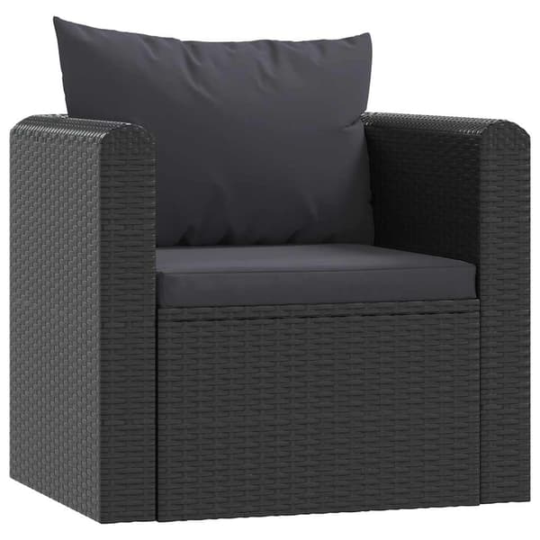 vidaXL lænestol med hynde, polyrattan, sort
