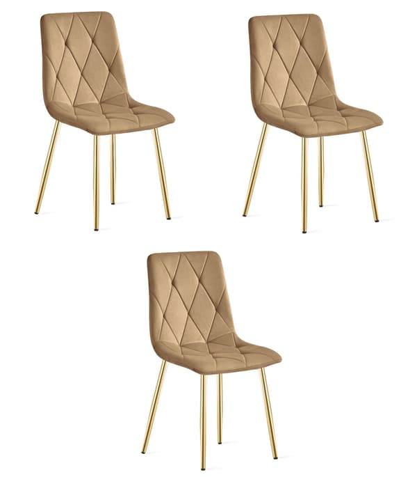 LIBRA stol - brun fløjl / guldben x 3