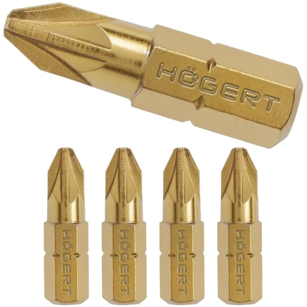 Skruetrækkerbits PZ2 titaniumnitrid 25 mm 5 stk.